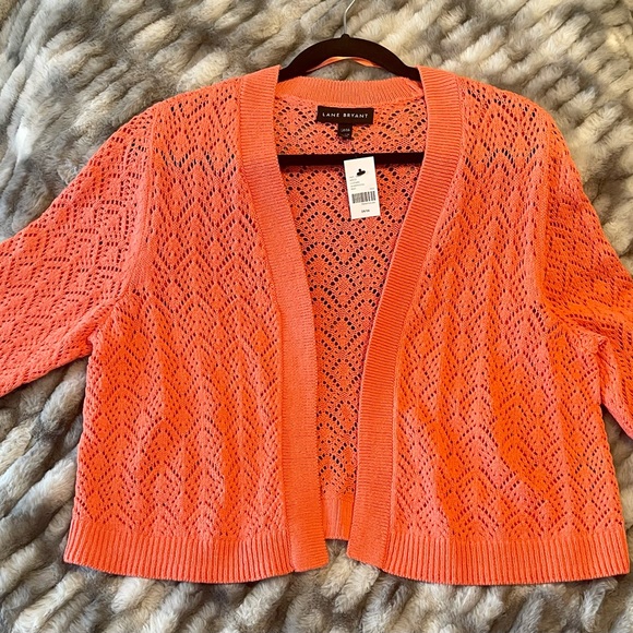 Lane Bryant Sweaters - Lane Bryant Coral color, 3/4 sleeve open front cardigan